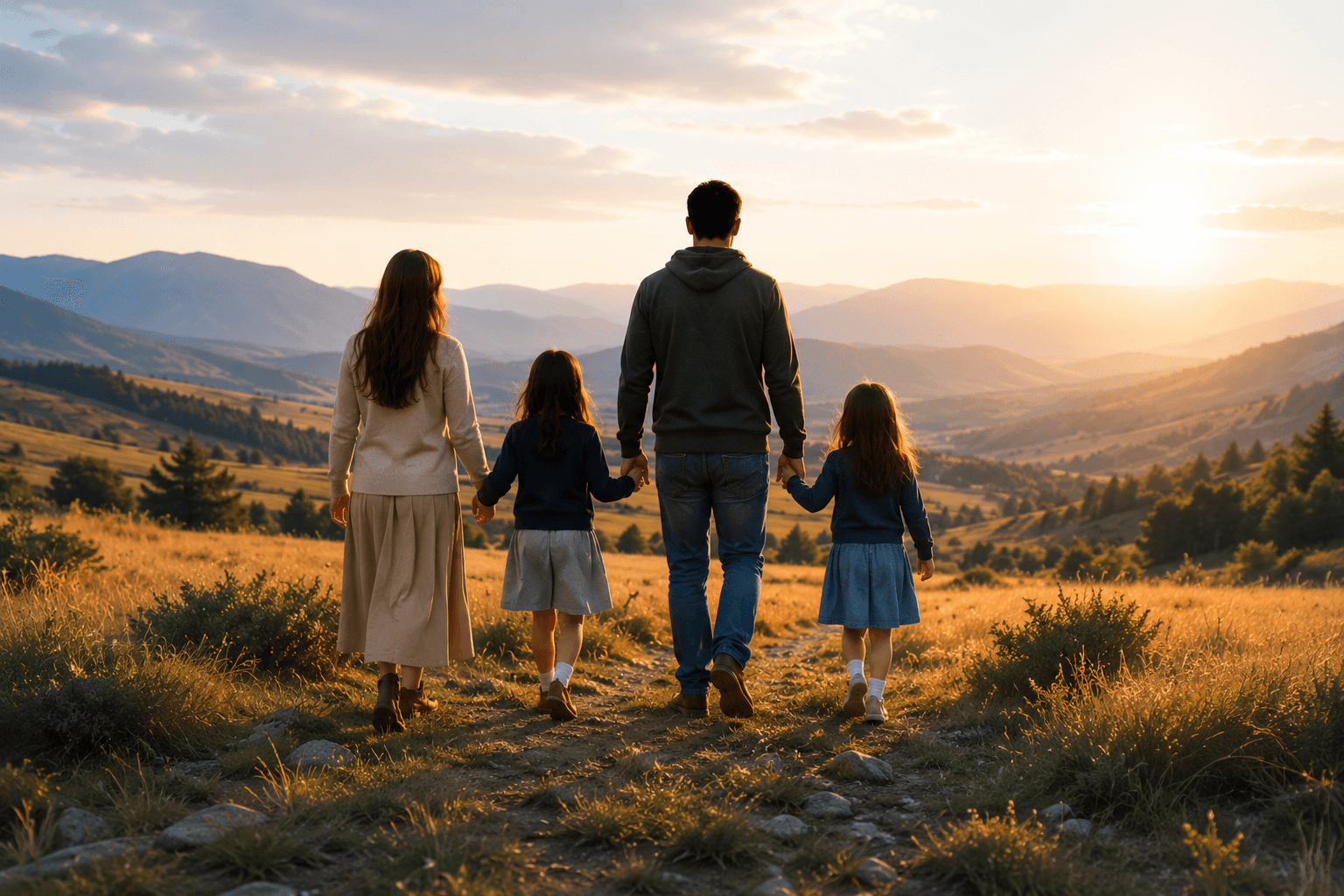 A family spending time together outdoors
